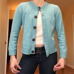 Blue cable knit Button-Up cardigan